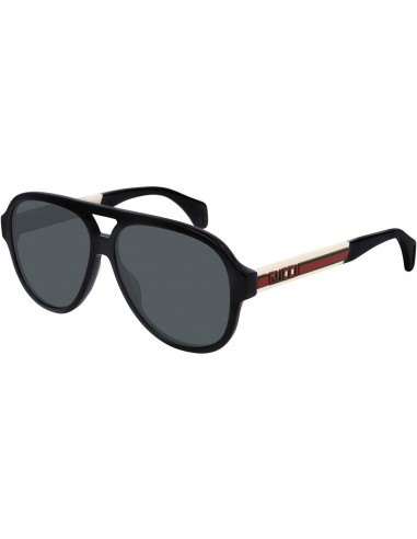 Gucci Men's Sunglasses - Grey Nylon Lens Black and White Acetate Frame | GG0463S 002 pas cher 