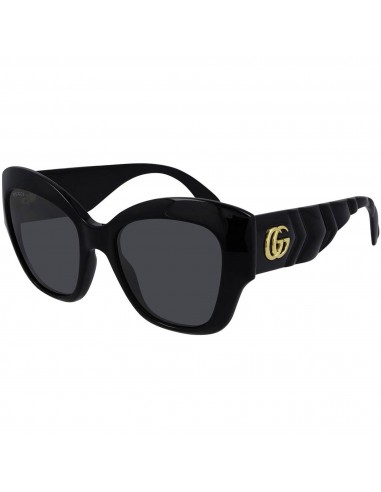 Gucci Women's Sunglasses - Grey Nylon Lens Shiny Black Acetate Frame | GG0808S 001 ouvre sa boutique