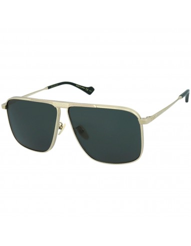 Gucci Men's Sunglasses - Green Nylon Lens Gold Metal Pilot Shape Frame | GG0840S 002 sur le site 