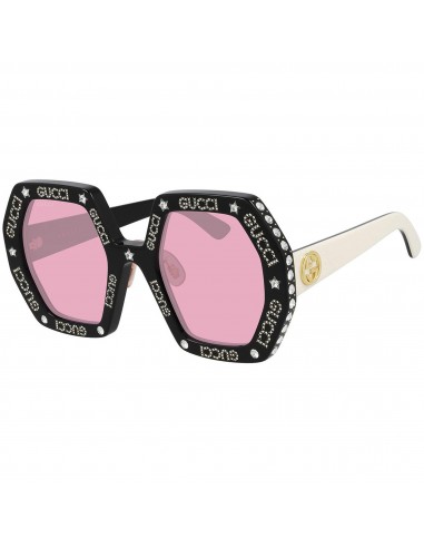 Gucci Women's Sunglasses - Pink Lens Black and Ivory Acetate Frame | GG0772S 012 livraison gratuite