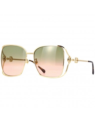 Gucci Women's Sunglasses - Gradient Green Lens Gold Metal Square Frame | GG1020S 001 2 - 3 jours ouvrés.