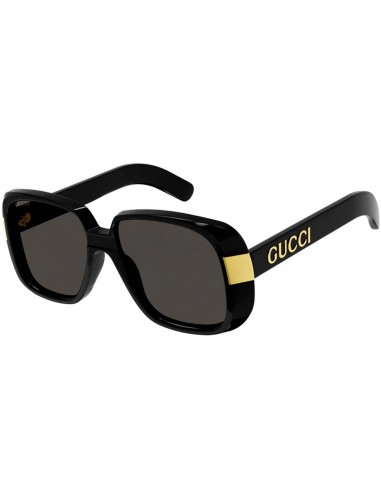 Gucci Women's Sunglasses - Grey Smoke Nylon Lens Black and Gold Frame | GG0318S 005 votre