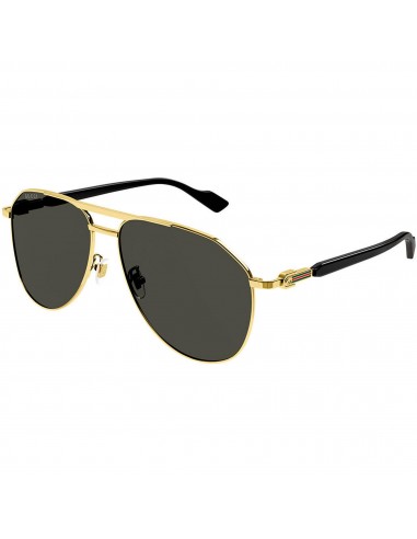 Gucci Unisex Sunglasses - Full Rim Gold and Black Pilot Metal Frame | GG1220S 001 rembourrage situé sous