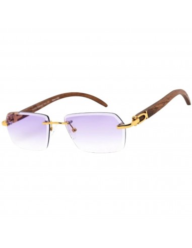 Porta Romana Unisex Sunglasses - Purple Lens Brown Wood and Gold Frame | 1955 100 soldes