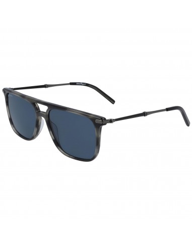 Salvatore Ferragamo Men's Sunglasses - Blue Lens Striped Grey Frame | SF966S 003 Profitez des Offres !