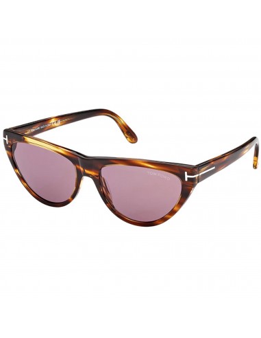 Tom Ford Women's Sunglasses - Amber-02 Violet Lens Havana Cat Eye Frame | FT0990 55Y Economisez 