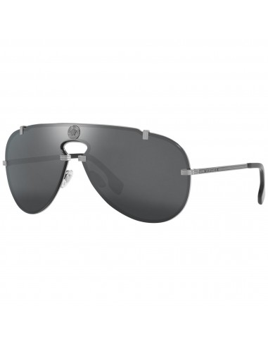 Versace Men's Sunglasses - Grey Mirror Black Lens Aviator Frame | VE2243 10016G la chaussure