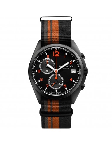 Hamilton Men's Watch - Khaki Aviation Pilot Pioneer Chrono Black Dial | H76582933 Dans la société mordern