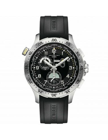 Hamilton Men's Watch - Khaki Aviation Chrono Black Dial Rubber Strap | H76714335 Comparez et commandez 