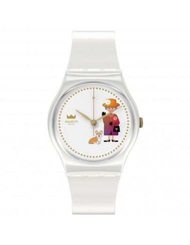 Swatch Unisex Quartz Watch - Jubilee How Majestic White Silicone Strap | GZ711 shop