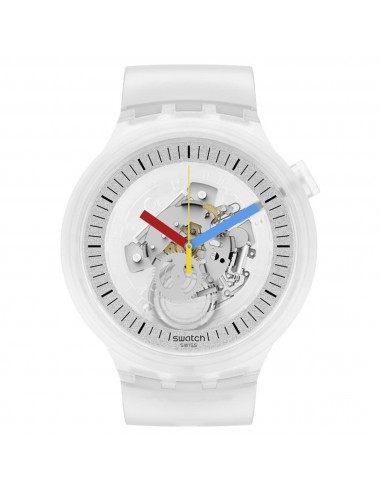 Swatch Unisex Quartz Watch - Clearly Bold Transparent Skeleton Dial Strap | SB01K100 ou a consommer sur place