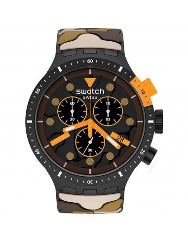 Swatch Unisex Watch - Monthly Drops Escapedesert Chronograph Brown Strap | SB02B410 la colonne vertébrale