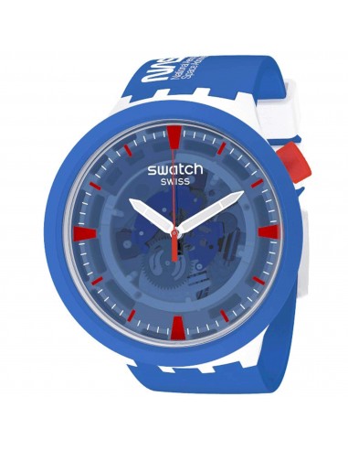 Swatch Men's Watch - Space Jumpsuit Swiss Quartz Blue Skeleton Dial Strap | SB03Z100 la colonne vertébrale