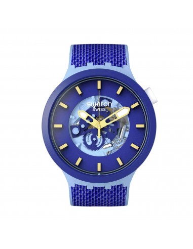 Swatch Unisex Watch - The January Bouncing Blue Semi Skeleton Dial Strap | SB05N105 Toutes les collections ici