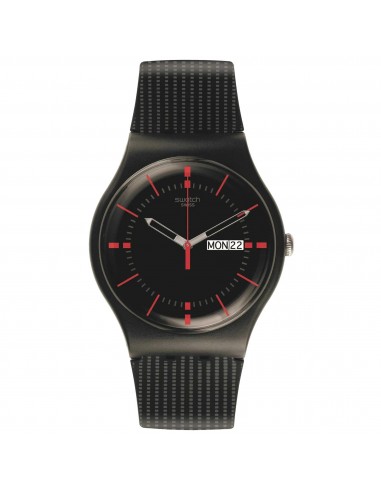 Swatch Men's Quartz Watch - Geat Day and Date Black Dial Silicone Strap | SO29B710 Les êtres humains sont 