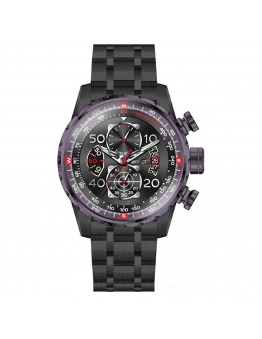 Invicta Men's Quartz Watch - Aviator Black Dial Purple Rotating Bezel Bracelet | 40702 est présent 