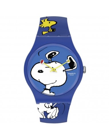 Swatch Unisex Quartz Watch - Peanuts Hee Hee Hee Dark Blue Silicone Strap | SO29Z106 les muscles