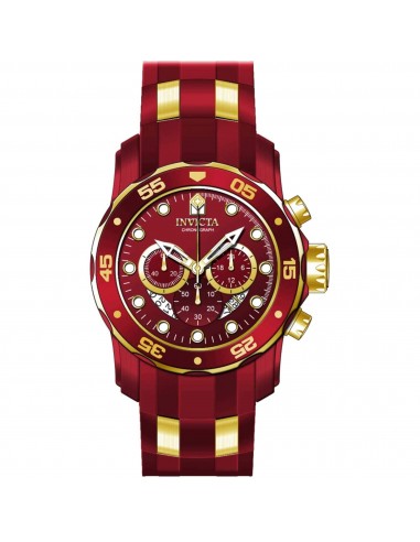 Invicta Men's Watch - Pro Diver Chronograph Red Dial Rubber and Steel Strap | 40931 vente chaude votre 