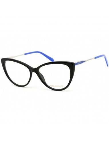 Emilio Pucci Women's Eyeglasses - Shiny Black/Blue/Silver Plastic Frame | EP5101 001 Economisez 