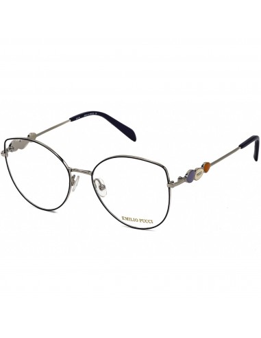 Emilio Pucci Women's Eyeglasses - Shiny Blue/Silver/Black Metal Frame | EP5144 090 Comparez plus de prix