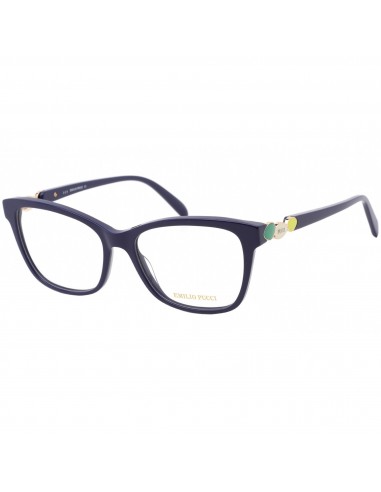 Emilio Pucci Women's Eyeglasses - Shiny Blue Rectangular Plastic Frame | EP5150 090 en linge