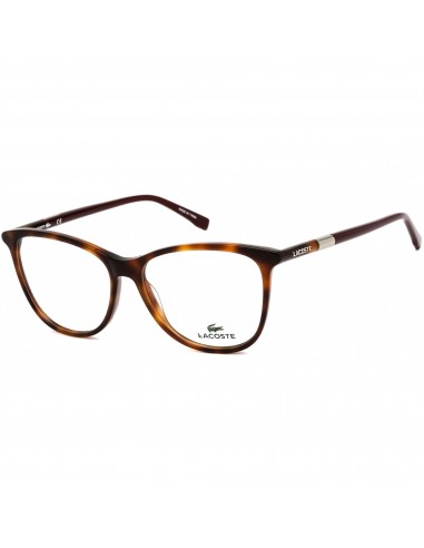 Lacoste Women's Eyeglasses - Fixed Nose Pads Havana Square Plastic Frame | L2822 214 Fin de série